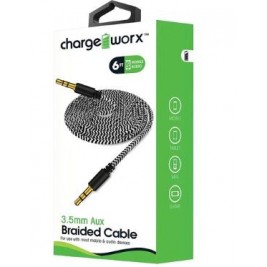 CARGADOR CHARGE WORX CX4529BK BRAIDED CABLE 3.5mm aux