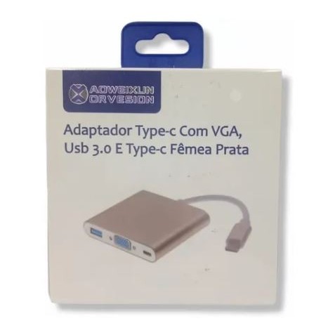 Hub Adaptador Usb Tipo C A Vga + Usb 3.0 + Usb-c Pc